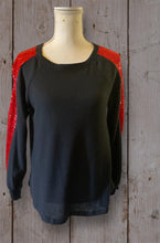 Load image into Gallery viewer, Black/Red Top with Metallic Sequins
