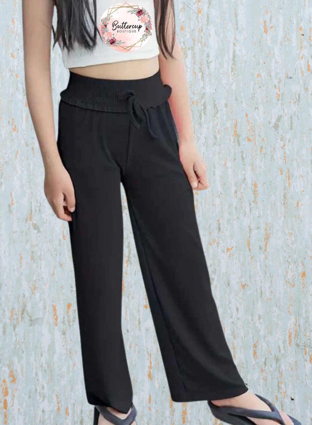 Black Smocked Lounge Pants