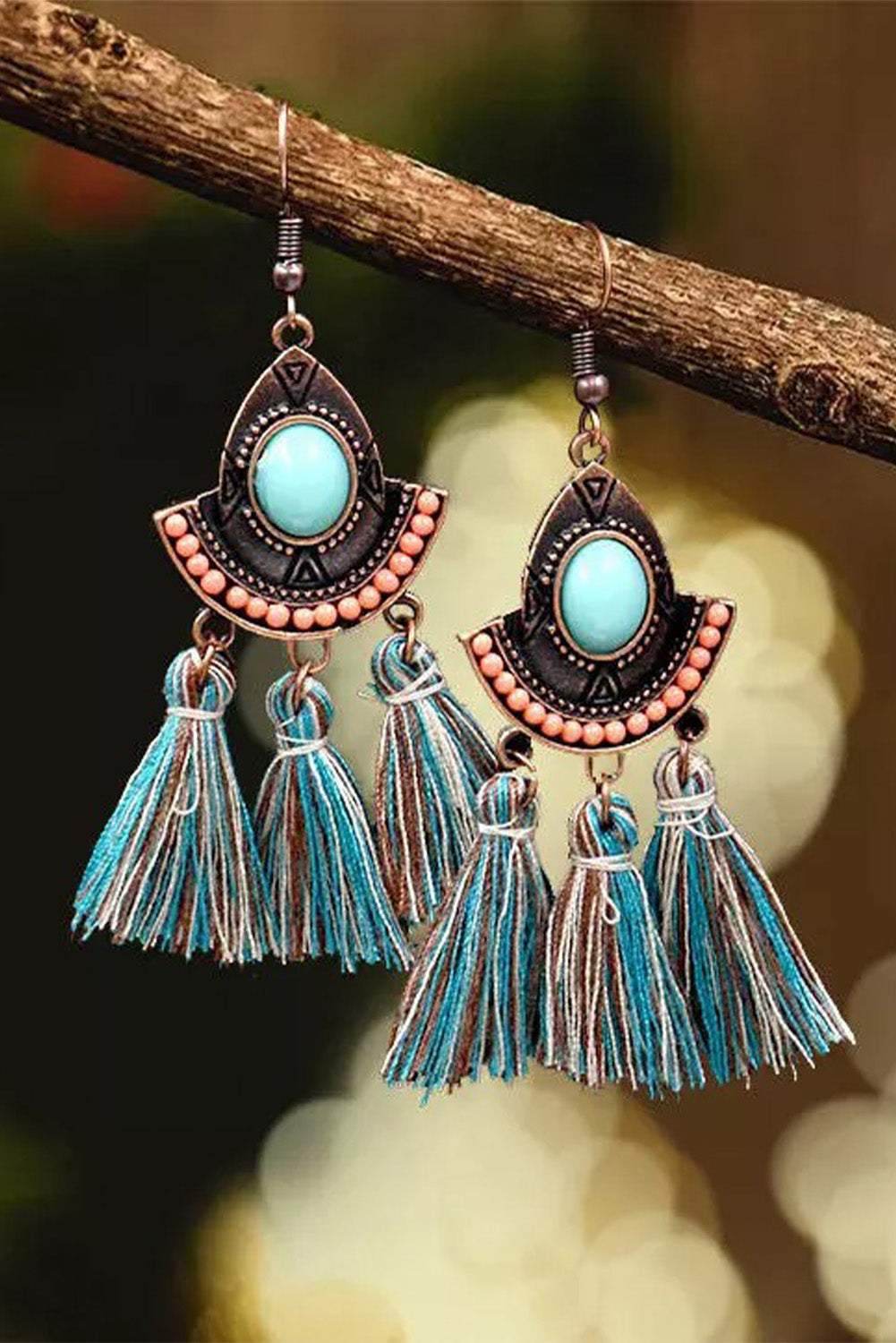 Teal Tassel Earrings