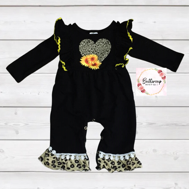 Leopard Heart Romper